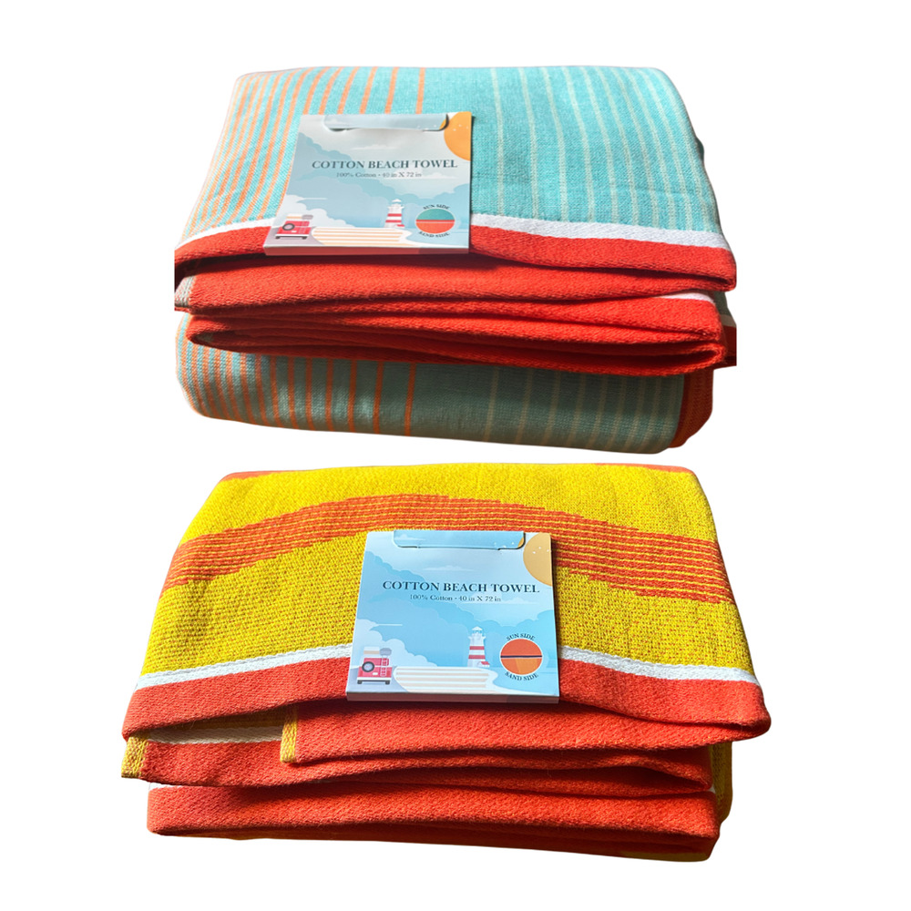 2 Pack Beach Towels 40x72 100% Cotton Large Pool Towels Soft Quick Dry